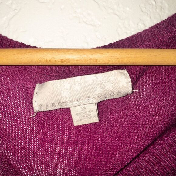 Carolyn Taylor Purple Ruffle Front‎ Button Cardigan Size XL - Picture 5 of 6